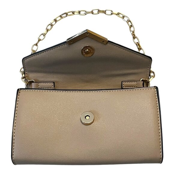 Urban Expressions Taupe Faux Leather Mini Purse with Gold Chain Handle 7x5 - Picture 2 of 8